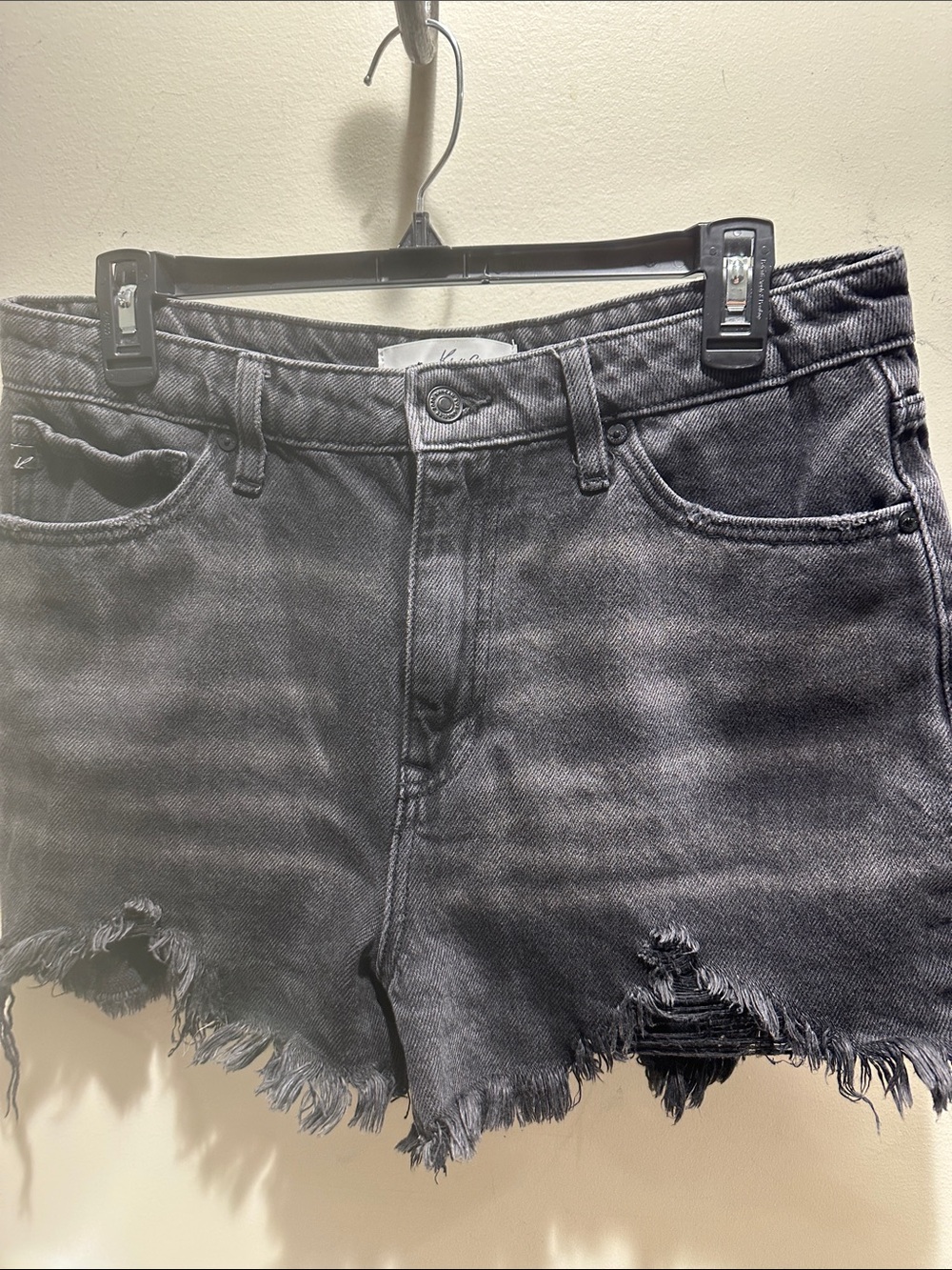 KanCan Black Washed Distressed Denim Shorts